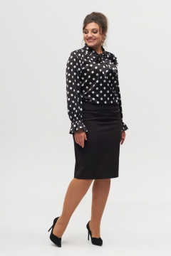 Блуза прямого силуэта с бантом и кокеткой из вискозы Anelli 1323 черный - фото 3
