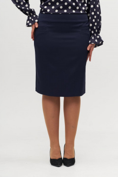 Юбка-карандаш до колена с карманами и разрезом впереди Anelli 757 синий - фото 2