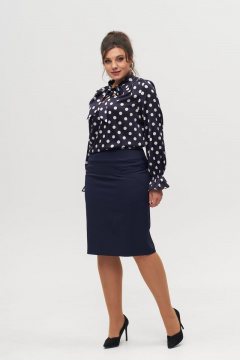 Юбка-карандаш до колена с карманами и разрезом впереди Anelli 757 синий - фото 1