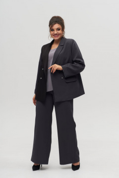 Длинные прямые брюки с высокой посадкой и боковыми карманами Anelli 1315.2 графит - фото 2