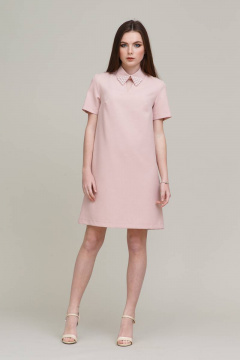 Платье мини летнее А-силуэт, бусины воротник, универсальное Domna 489(164) светло-розовый - фото 5