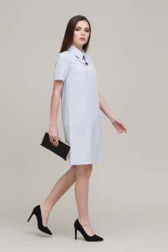 Платье мини летнее А-силуэт, бусины воротник, комфортное Domna 490 светло-серый - фото 3