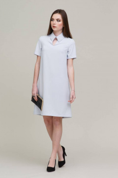 Платье мини летнее А-силуэт, бусины воротник, комфортное Domna 490 светло-серый - фото 4