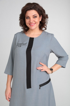 Демисезонное платье свободного кроя с принтом и разрезами Michel chic 2073 серый - фото 2