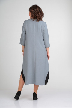 Демисезонное платье свободного кроя с принтом и разрезами Michel chic 2073 серый - фото 5