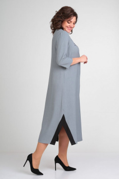 Демисезонное платье свободного кроя с принтом и разрезами Michel chic 2073 серый - фото 4