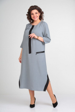 Демисезонное платье свободного кроя с принтом и разрезами Michel chic 2073 серый - фото 3