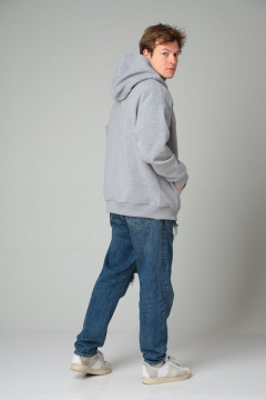 Демисезонный серый oversize худи с принтом и начесом HIT 0208 серый - фото 5