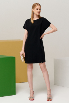 Длинное короткое платье из трикотажа с регулируемым фасоном Панда 119080w черный - фото 1