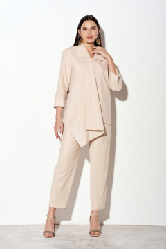 Демисезонный костюм бежевых цветов: брюки и рубашка FOXY FOX 1306 бежевый - фото 1