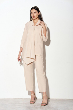 Демисезонный костюм бежевых цветов: брюки и рубашка FOXY FOX 1306 бежевый - фото 3