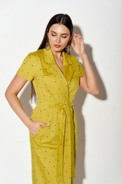 Платье летнее прилегающего силуэта с разрезами и поясом FOXY FOX 1404 горчичный - фото 3