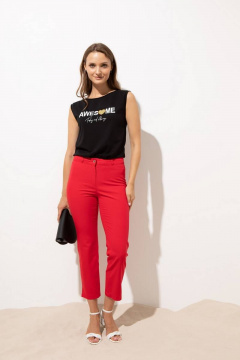 Красные зауженные брюки с шлевками и карманами Femme & Devur 9979 1.12F(164) - фото 2