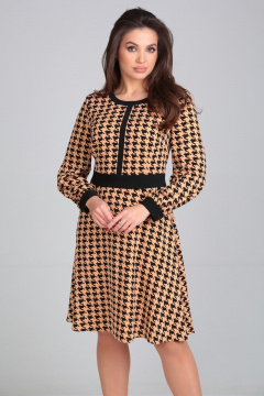 Платье полуприлегающего кроя с декоративной планкой Karina deLux M-1073 охра - фото 3