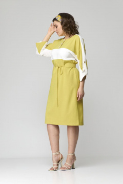 Платье с разрезами и аппликациями на кокетке из текстиля Орхидея 1252 - фото 2