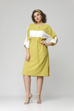 Платье с разрезами и аппликациями на кокетке из текстиля Орхидея 1252 - фото 1