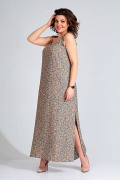 Платье Liona Style 749 зелено-бежевый - фото 1