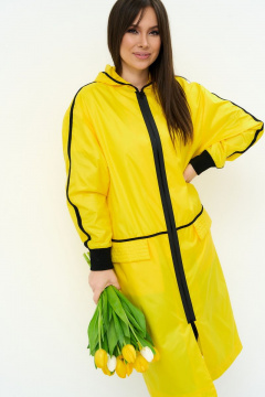 Демисезонный желтый плащ с капюшоном из текстиля Магия моды 2211 желтый - фото 4