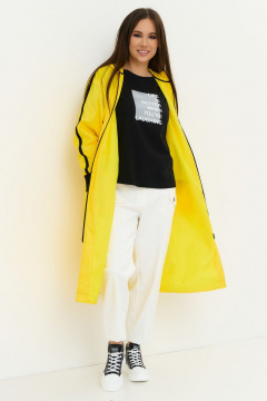 Демисезонный желтый плащ с капюшоном из текстиля Магия моды 2211 желтый - фото 3