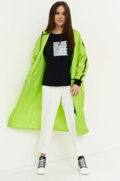 Демисезонный зеленый плащ с капюшоном из текстиля Магия моды 2211 салат - фото 4