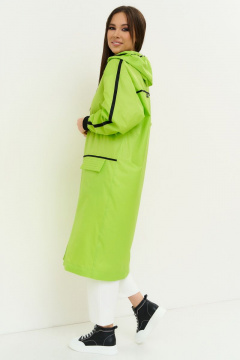 Демисезонный зеленый плащ с капюшоном из текстиля Магия моды 2211 салат - фото 3