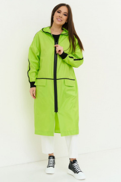 Демисезонный зеленый плащ с капюшоном из текстиля Магия моды 2211 салат - фото 1
