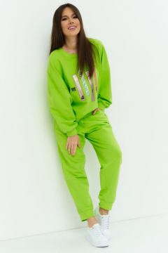 На каждый день комплект свитшот и брюки из трикотажа Магия моды 2228 салат - фото 1