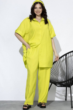 Летний комплект брюки и рубашка из вискозы с комфортом SOVA 11090 лимон - фото 4