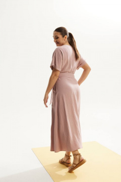 платье приталенное летнее из льна с карманами DAVA 145 пепельная_роза - фото 2