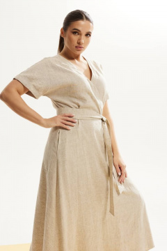 платье летнее из льна с запахом и функциональными карманами DAVA 145 лен - фото 3