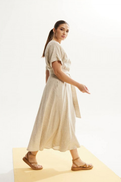 платье летнее из льна с запахом и функциональными карманами DAVA 145 лен - фото 2