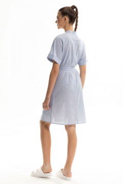 Платье из хлопка с воротником-стойкой Golden Valley 4912 голубой - фото 3