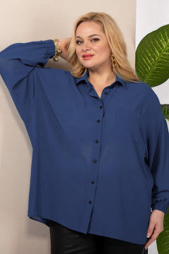 Блузка из шифона с накладными карманами, демисезон Anastasia 963 василек - фото 4