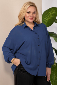 Блузка из шифона с накладными карманами, демисезон Anastasia 963 василек - фото 3