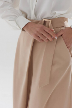 Брюки расклешенные на запах из костюмной ткани Lyushe 3388 - фото 5