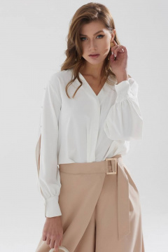 Брюки расклешенные на запах из костюмной ткани Lyushe 3388 - фото 4