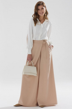 Брюки расклешенные на запах из костюмной ткани Lyushe 3388 - фото 1