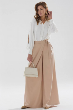 Брюки расклешенные на запах из костюмной ткани Lyushe 3388 - фото 3