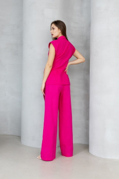 Летний костюм из льна с жилетом на запах и брюками палаццо Atelero 1001 розовая_фуксия - фото 2
