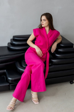 Льняной костюм: брюки палаццо и жилет на запах Atelero 1015 розовая_фуксия - фото 5