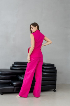 Льняной костюм: брюки палаццо и жилет на запах Atelero 1015 розовая_фуксия - фото 3