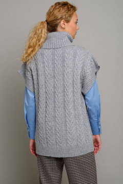 Серый жилет из полушерсти с высоким воротом и переплетением Femme & Devur 30451 1.4D(170) - фото 3