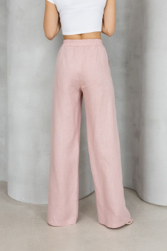 Брюки палаццо из льна с высокой посадкой и резинкой Atelero 1056 розовая_пудра - фото 3