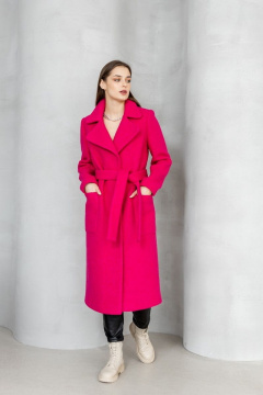 Классическое демисезонное пальто из шерстяной ткани с воротником Atelero 1034 фуксия - фото 1