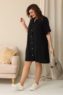 Летнее платье А-силуэта из текстиля BegiModa 1007 черный - фото 3