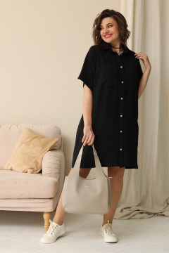 Летнее платье А-силуэта из текстиля BegiModa 1007 черный - фото 2