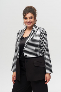 Демисезонный женский костюм из жакета и брюк палаццо Anelli 1318 черно-белый - фото 2