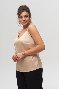 Бежевый топ из текстиля с регуляторами бретелей и элегантным кроем Anelli 1087.1 бежевый - фото 2