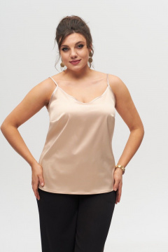Бежевый топ из текстиля с регуляторами бретелей и элегантным кроем Anelli 1087.1 бежевый - фото 1