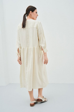 Романтичное платье из льна с V-образной верхней частью и накладными карманами Art Ribbon M3648P - фото 5